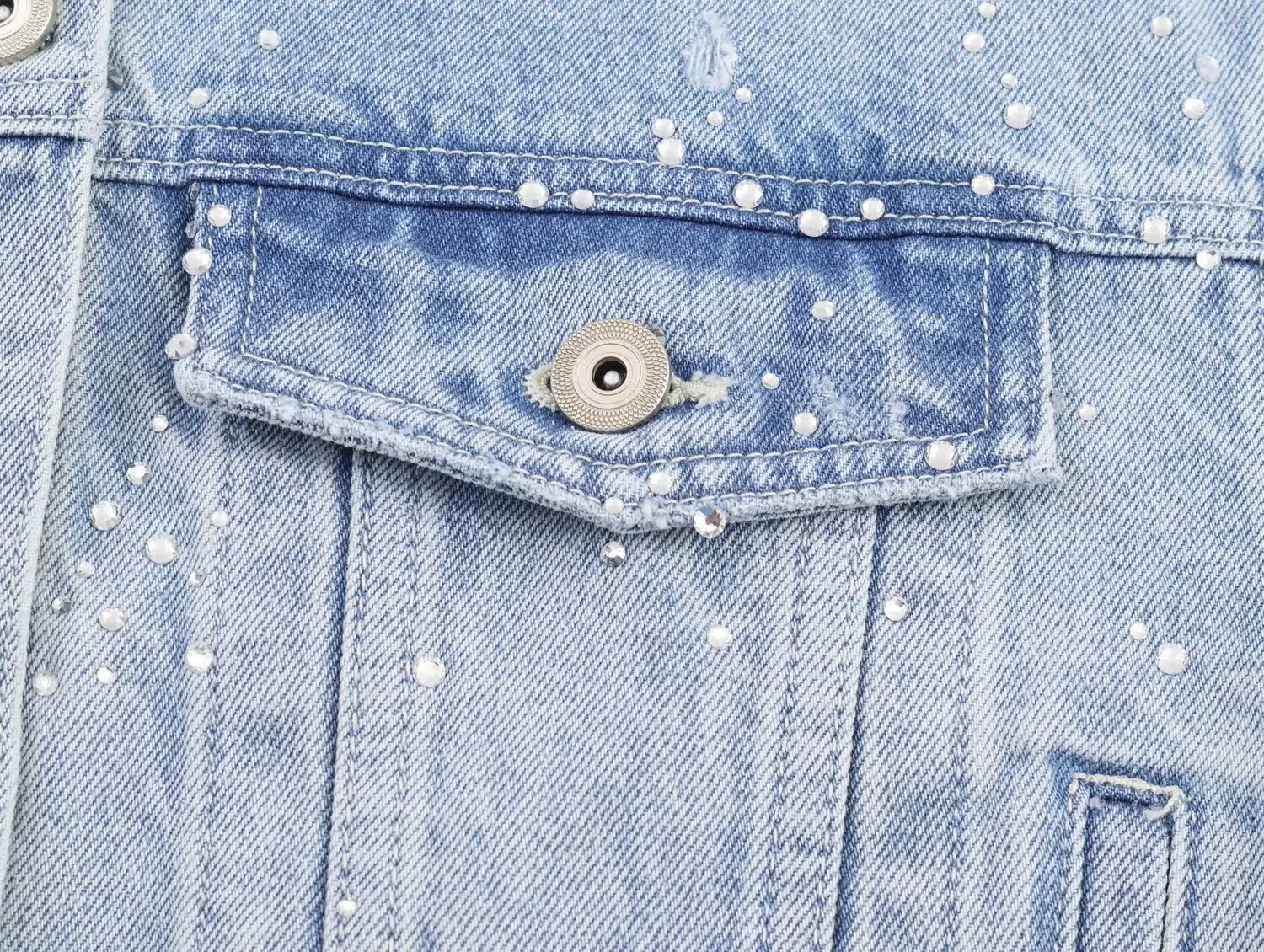 سترة دينم مقصوصة مزينة بحجر الراين لعام 2025 أنيقة وعصرية ونمط جديد مريح وملابس مكتبية كاجوال متعددة الاستخدامات فين #6