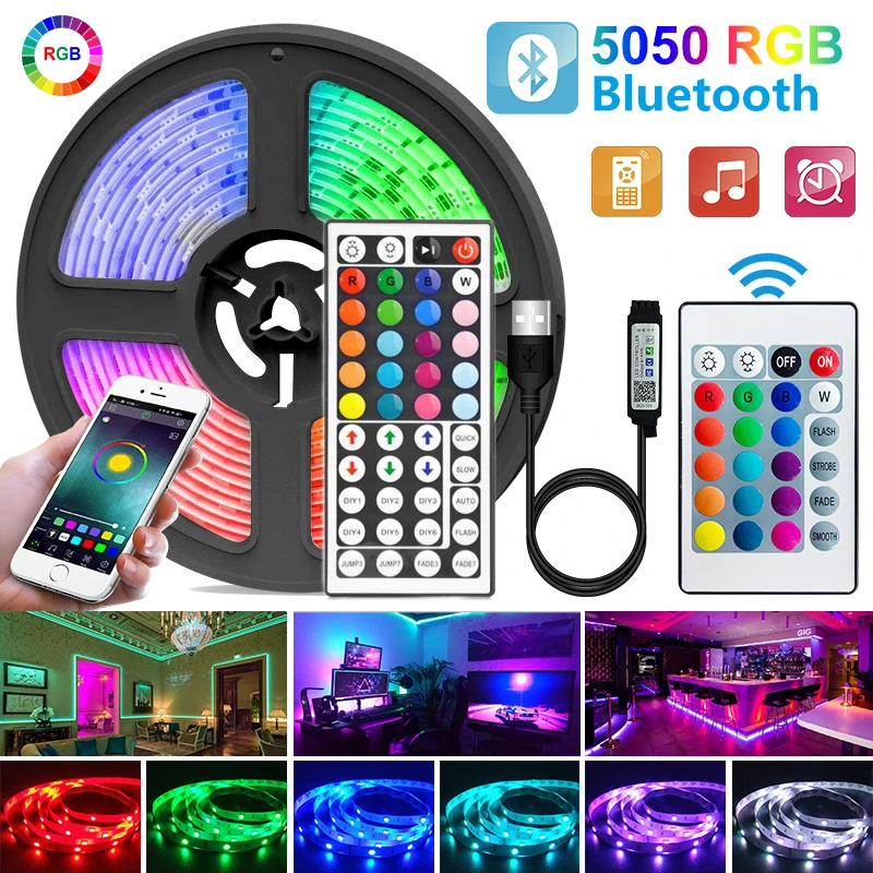 

USB Bluetooth LED Strip Lights RGB TV LED Backlight Strip Lamp SMD5050 rgb Flexible LED Ribbon Light Tape Decoration Lighting 5V