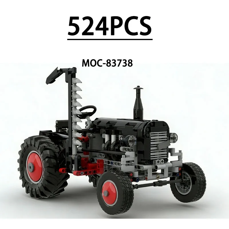 MOC-83738 Building Block Vintage Agricultural Tractor Model, 524 Pieces, Birthday Toy, Holiday Christmas New Year Gift Display