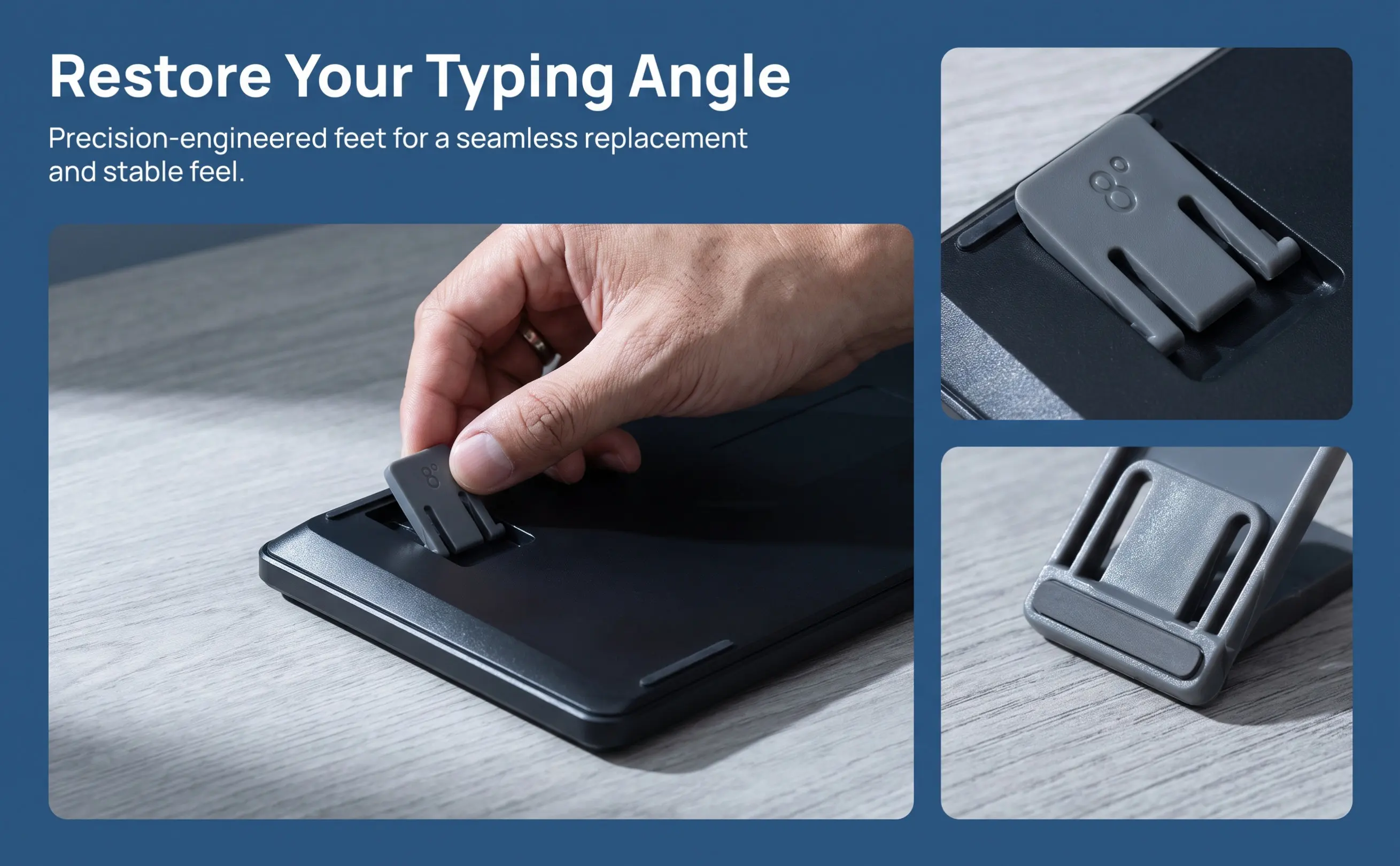 1Pair ABS Keyboard Feet Stand for Ergonomic Typing Reduces Wrist Elbow Neck Strain Fits Most Standard Keyboards Keyboard Leg