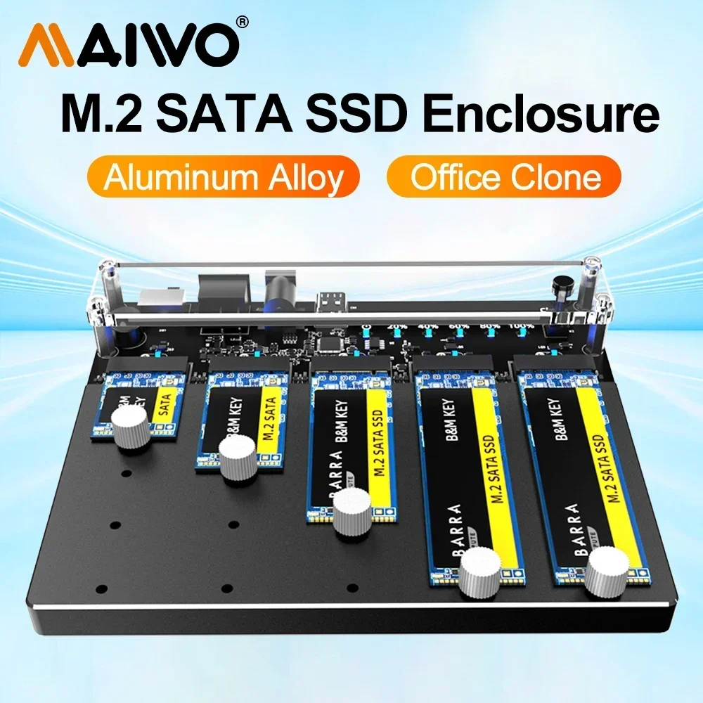 MAIWO 4 Bay M.2 SATA NGFF SSD Enclosuree Aluminum M.2 Duplicator Offline Clone M2 Sata SSD Case Support M.2 2280 2260 2242 2230