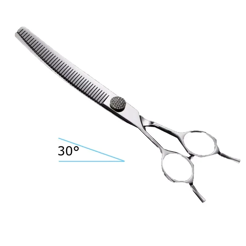 

Left-Hand 7-Inch 40-Tooth 30-Degree Arc Curved Thinning Shears 440C Steel