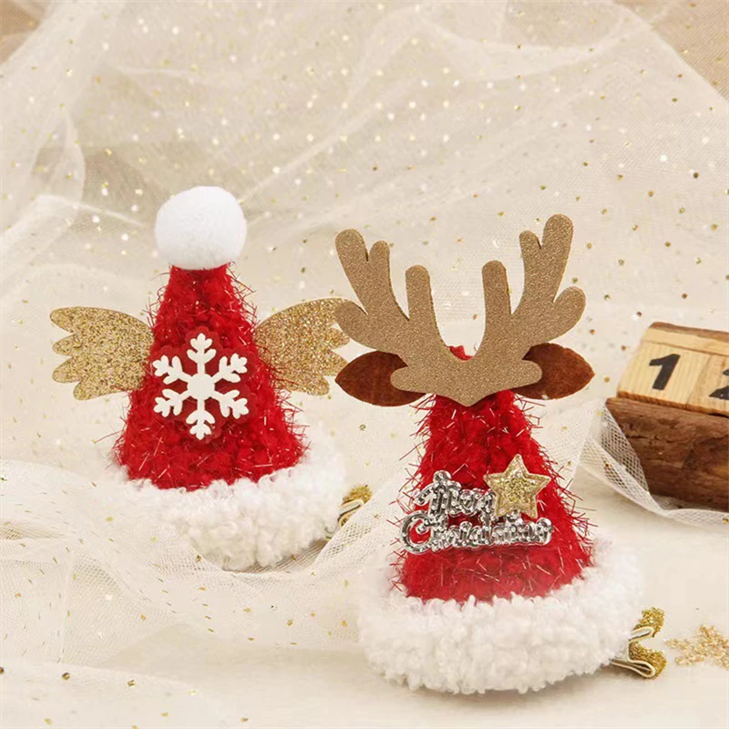 Christmas Women Hair Clip Children Girls Cute Elk 3d Hat Hairpin Barrette Hairgrips Headwear Party Decoration Hair Accessories