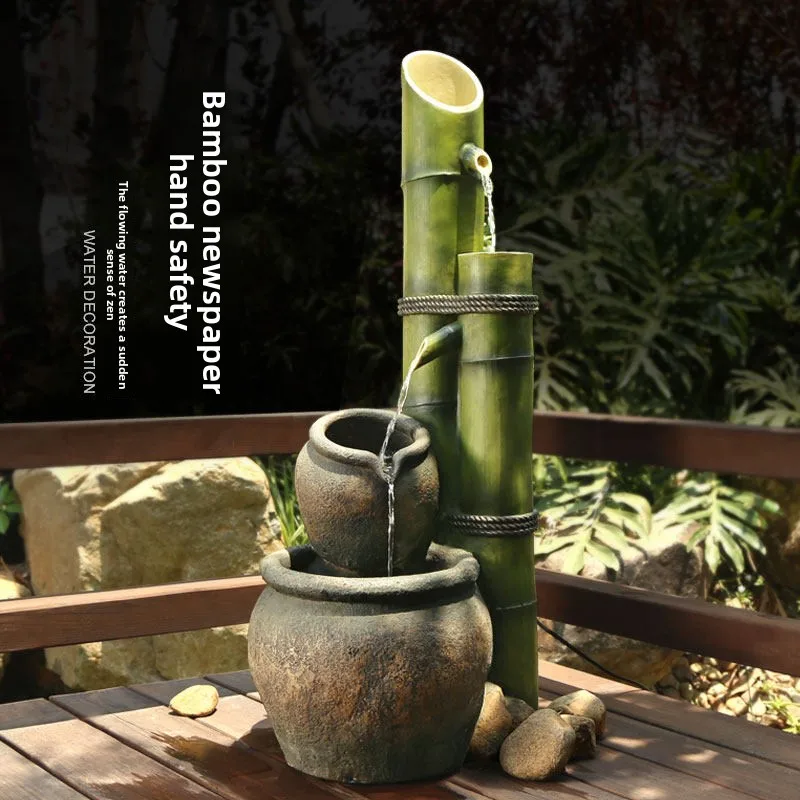 xx-Creative Resin Water Feature Garden Decoration Floor-standing Flowing Water Fountain Courtyard Yard Rockery Bonsai Handmade