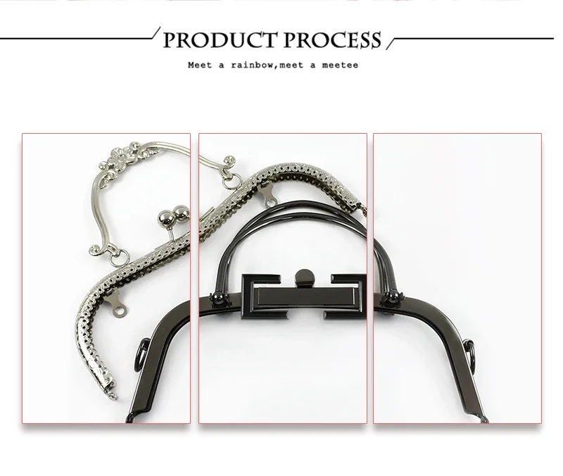 1Pc Metal Embossed Bag Handle Women's Handbag Frame Purse Kiss Clasp Lock Wallet Closure Bracket DIY Handmade Bags Accessories