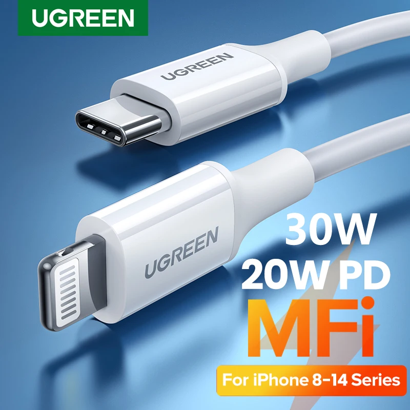 UGREEN MFi PD USB C-라이트닝 케이블 브레이드, 애플 아이폰 14 프로 맥스 13 12 11 xs 아이패드 충전기, C타입 PD 고속 충전 데이터