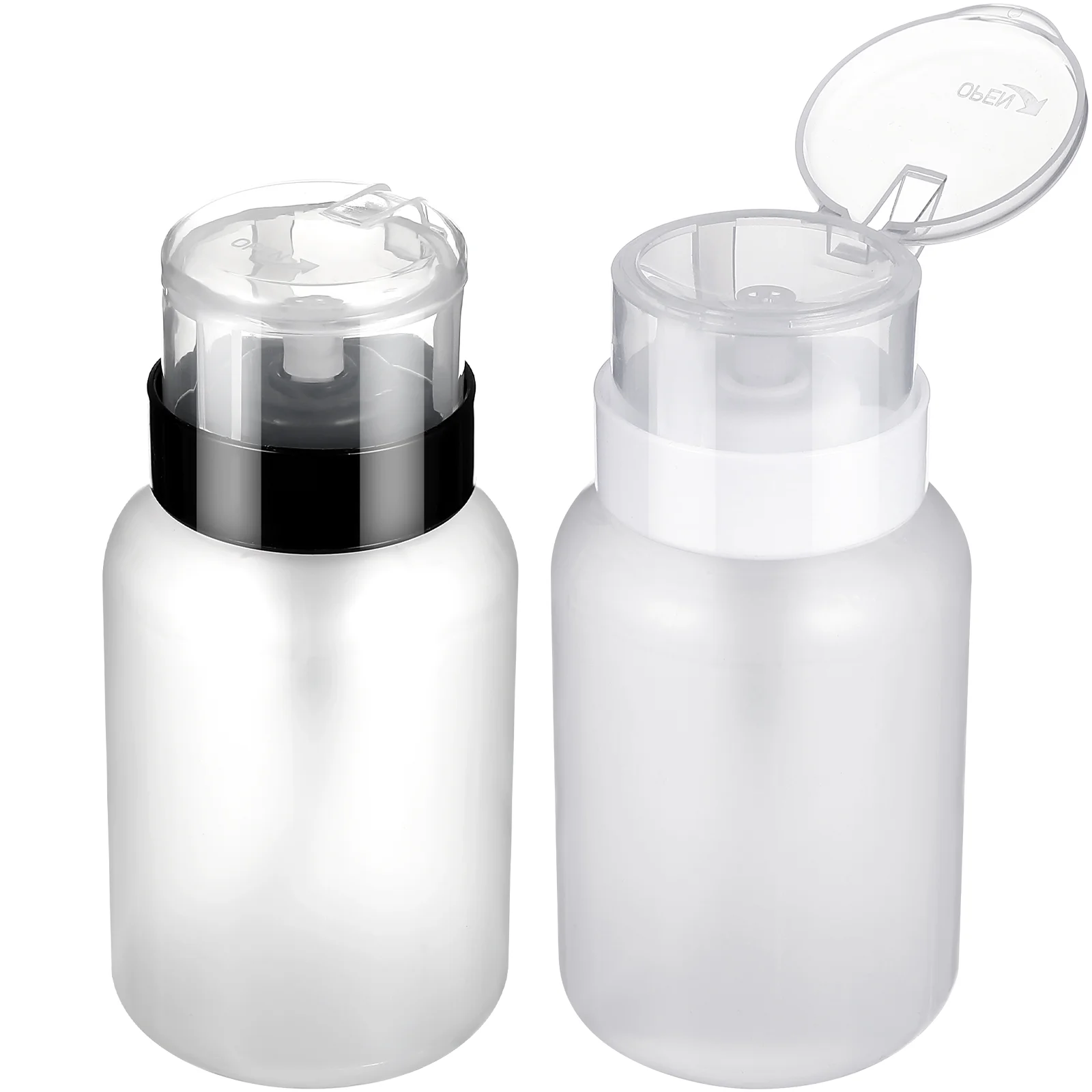 2 Pcs Pump Bottles for Nail Polish Remover Push Down Empty Plastic Makeup Remover Liquid Pumping Bottles