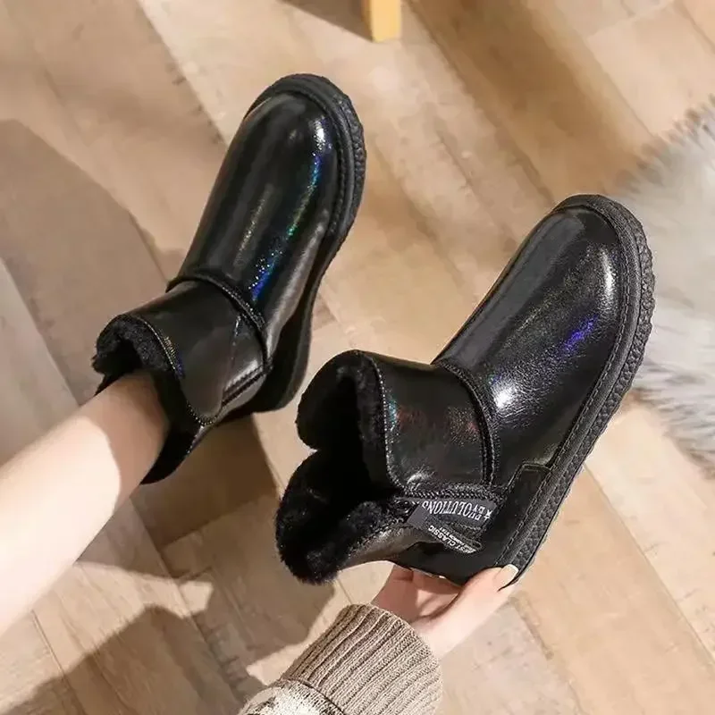 

Ladies Shoes Winter 2024 Plus Warm Half High Mid Calf Women's Snow Boots Boot Novelty No Slipery Comfortable and Elegant Chic Pu