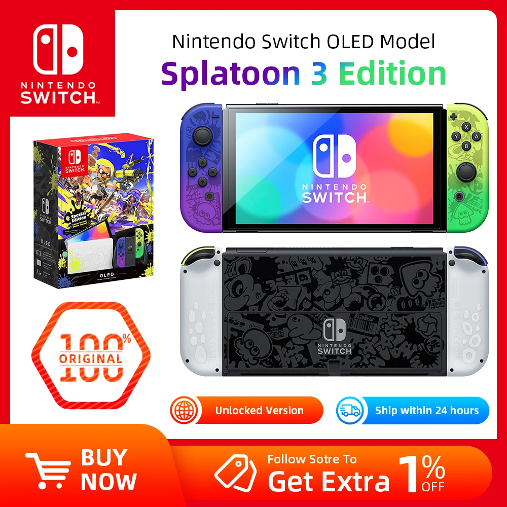 Nintendo Switch OLED Model 7 Inch Screen Joy‑Con Handle Enhanced Audio Adjustable Console Stable TV Mode Video Game