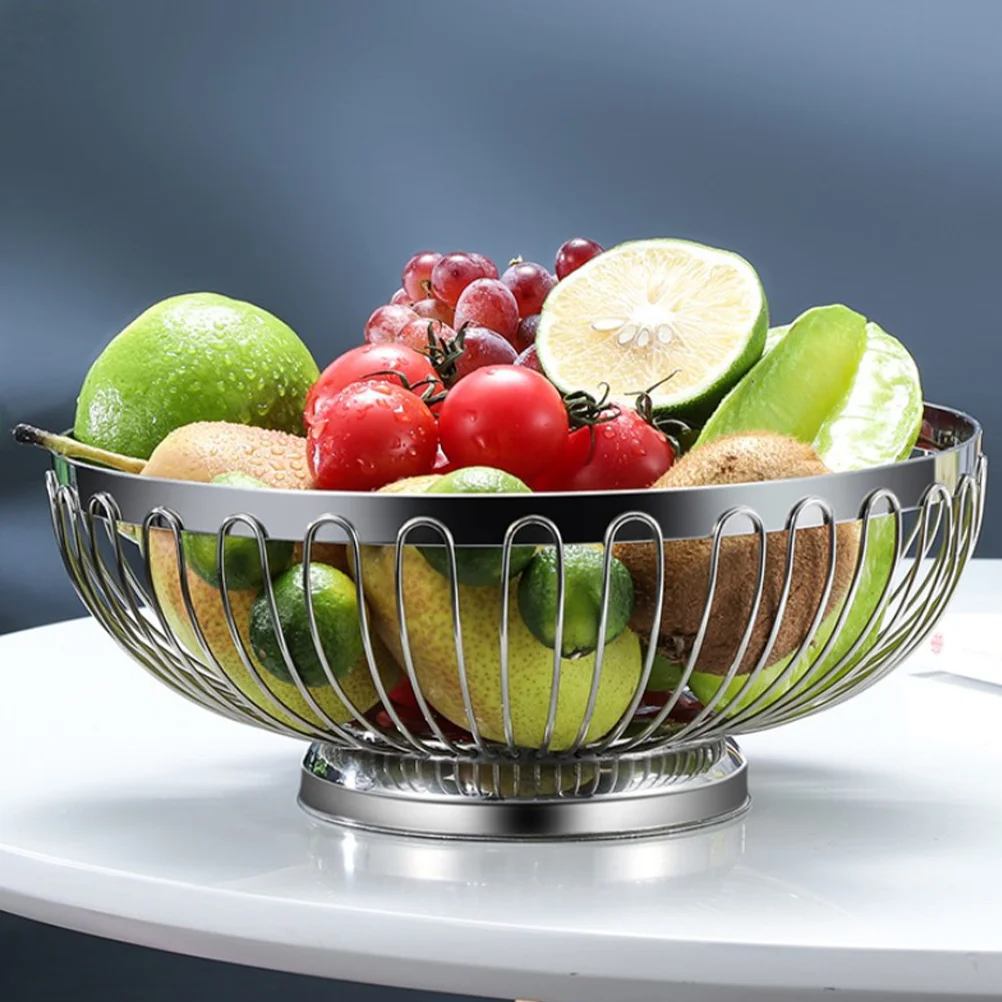 Centerpiece Fruit Bowl Large Stainless Steel Draining Vegetable and Basket Metallic Line Make Tea Tinsel