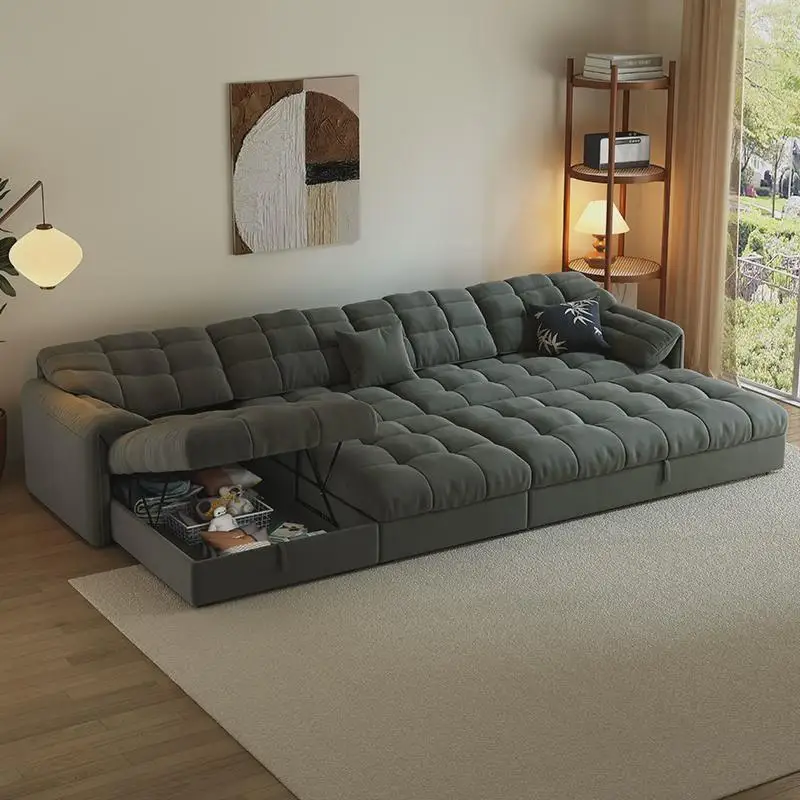 HYS Cloud Sofa Bed Dual-purpose Foldable Multifunctional Fabric Sofa Living Room with Princess Corner Storage
