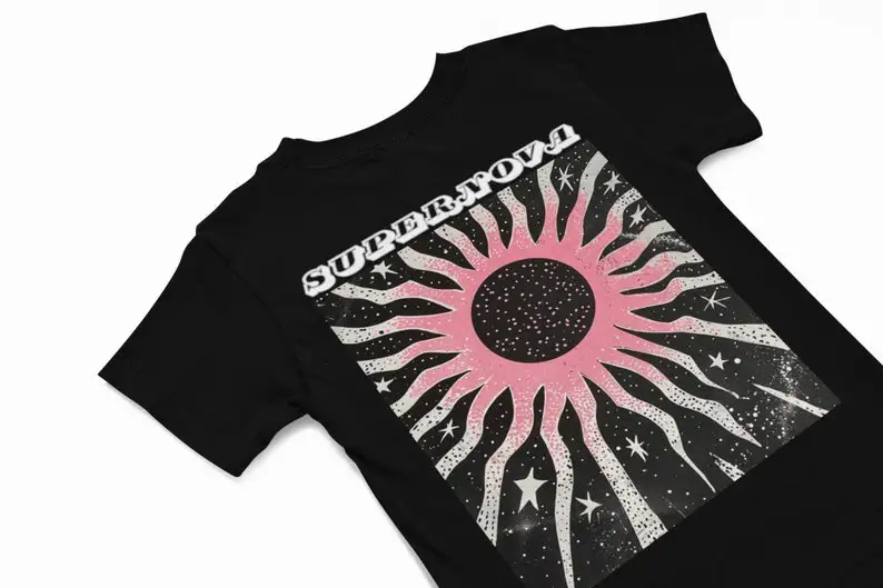 Женская рубашка с изображением солнца и звезды, ретро космическая футболка, космос, подарок для астрономов, любителей звездных знаков, черная дыра, небесная одежда