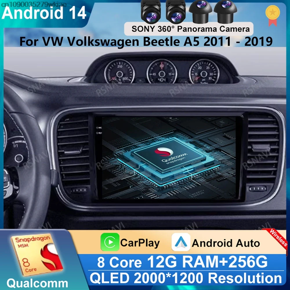 

Android 14 Car Radio For VW Volkswagen Beetle A5 2011 - 2019 Wireless Carplay Auto 4G LTE DVD GPS Multimedia Stereo 5G WIFI BT