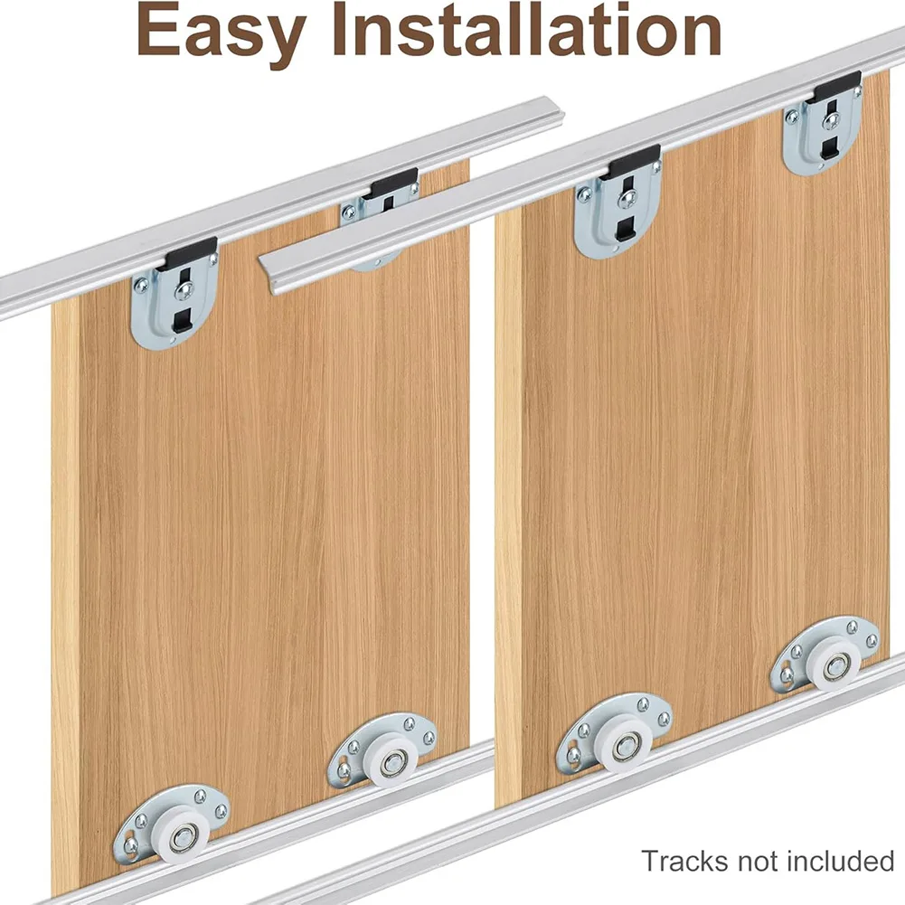 6 Piece Sliding Door Wheel Kit with Complete Installation Hardware for Closet Wardrobe Cabinet Sliding Applications