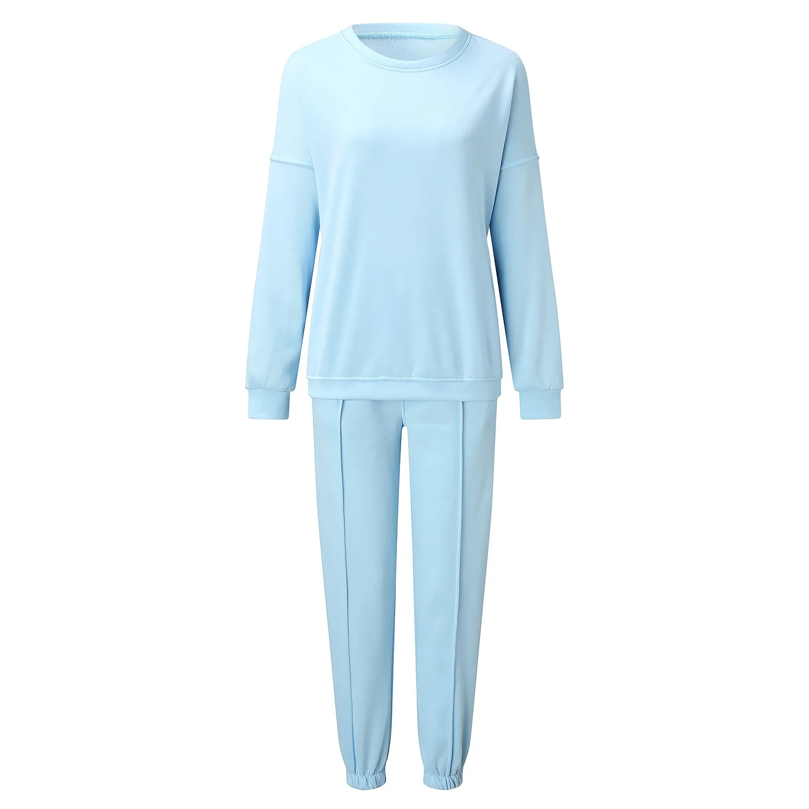 Women Tracksuit Suit Sportwear Two Piece Sets Long Sleeve Pullovers Sweatshirt+Elastic High Waist Jogging Pants Set Spring Fall