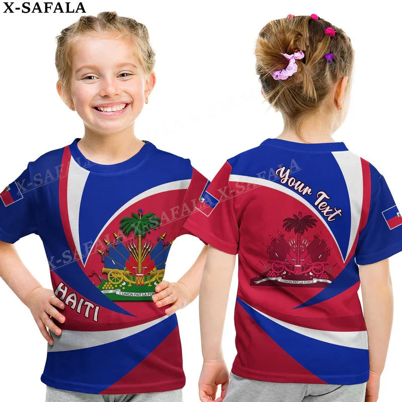 Haiti Coat Of Arms Love Country Kid Children 3D Print Mesh Fiber T Shirt Top Summer Tee Men Streetwear Shorts Sleeve Sport-4