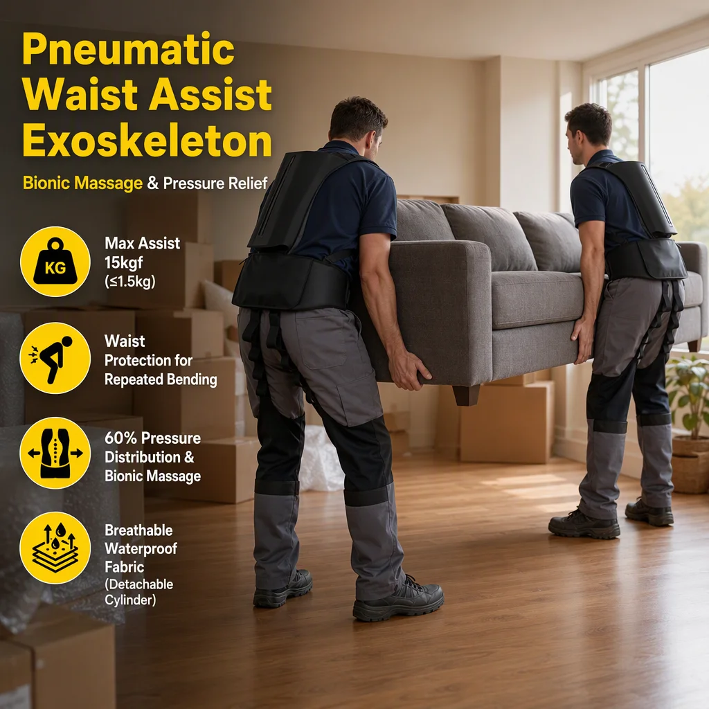 Wearable Industrial Lifting Exoskeleton Lightweight Passive Assist Suit Lumbar Support For Warehouse Handling Fatigue Relief