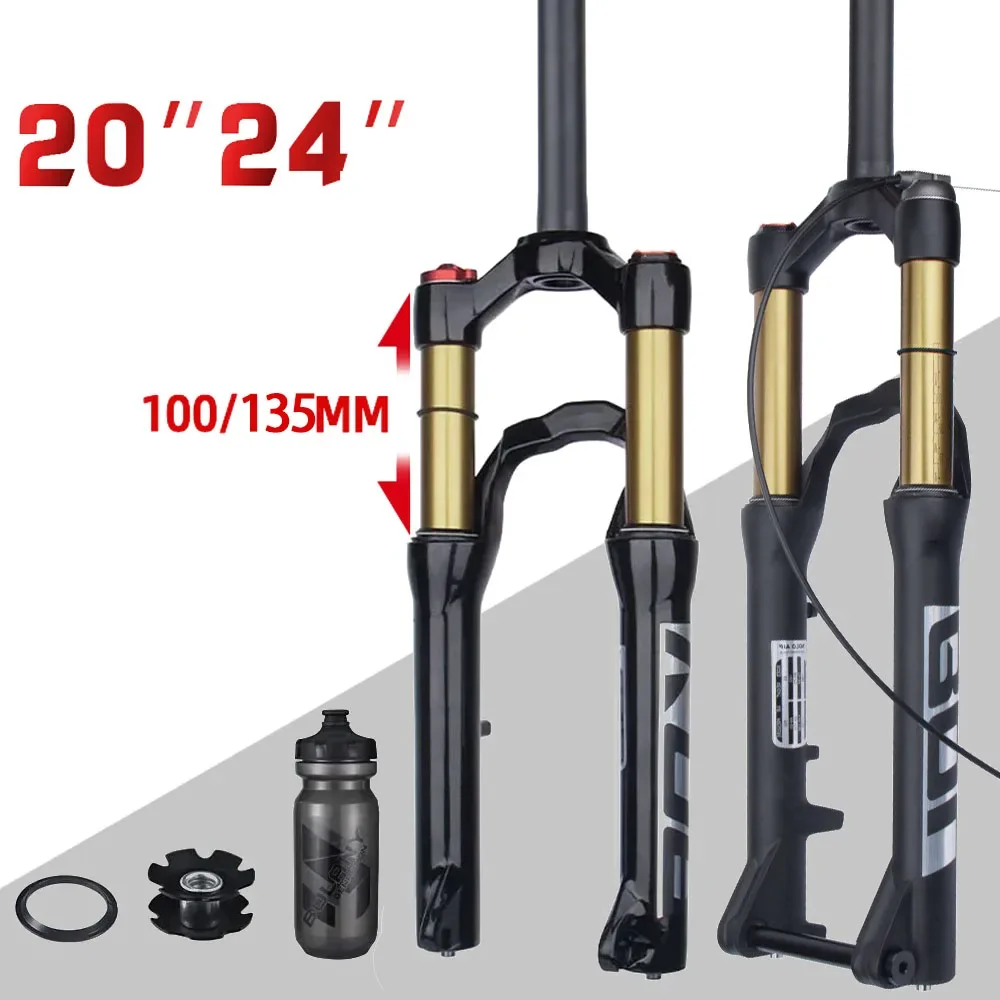 Bolany Air Suspension 24/20 Inch Mtb Fork Qr/Thru Axle Mtb Rear Shock Absorber Bicycle Front Forks For Student‘s Kids Bike