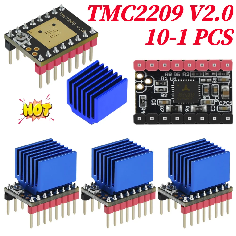 10-1PC TMC2209 V2.0 Stepper Motor Driver 2.5A UART Drivers Stepsticks Support Step/Dir and Uart Mode for 3D Printer SKR V1.3/1.4