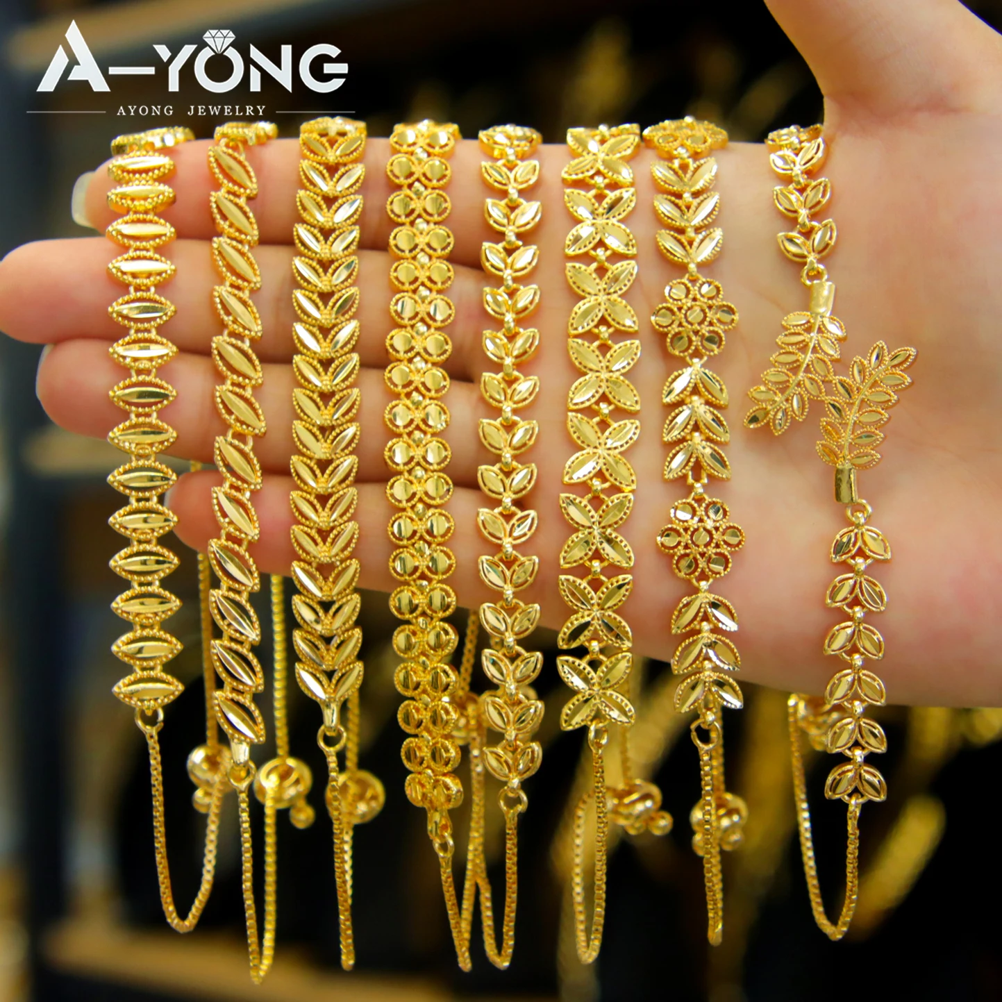 Dubai Brautarmband, 21 Karat vergoldet, arabisches, elegantes Blattarmband, Habesha, Damen, Alltag, Party, Schmuck, Geschenke – Detail 3