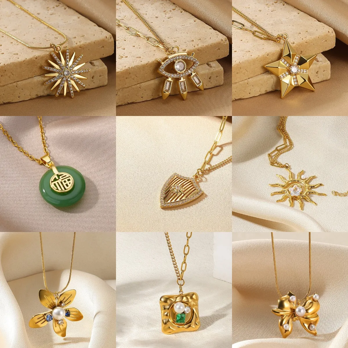 Klassische Sonne Stern Zirkon Anhänger Halskette Gold Farbe Edelstahl Teufel Auge Halskette Retro Urlaub Schmuck Kostenloser versand
