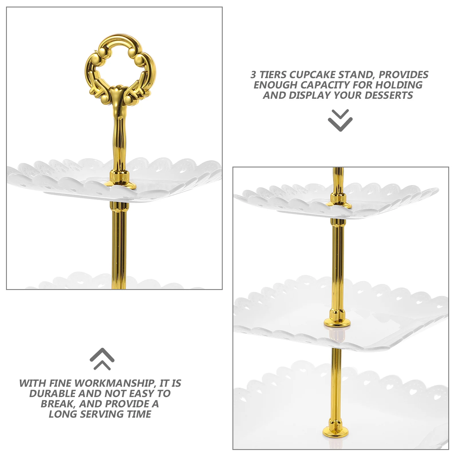 

3 Tier Cupcake Stand Candy Plate For Dessert Display Wedding Birthday Party Cake Holder Serving Tray Rustic Tiered Cupcake Tower