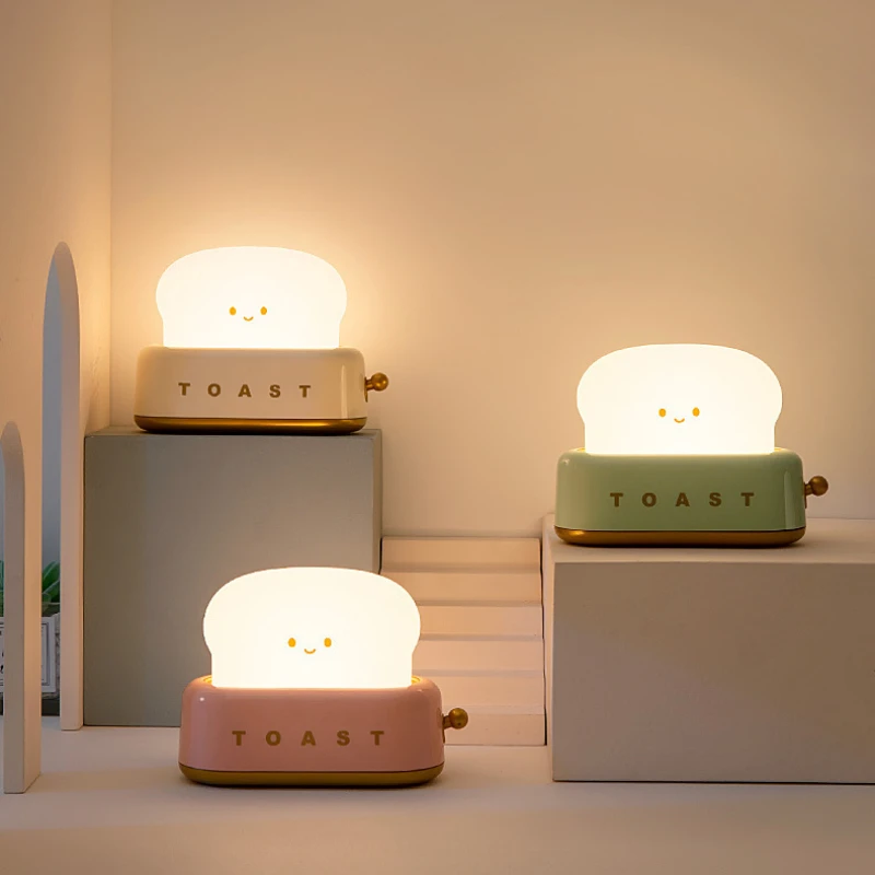 

Ins Creative LED Bread Toast Emotion Machine Маленький ночник Спальня Атмосфера Креативный свет-компаньон изголовья кровати