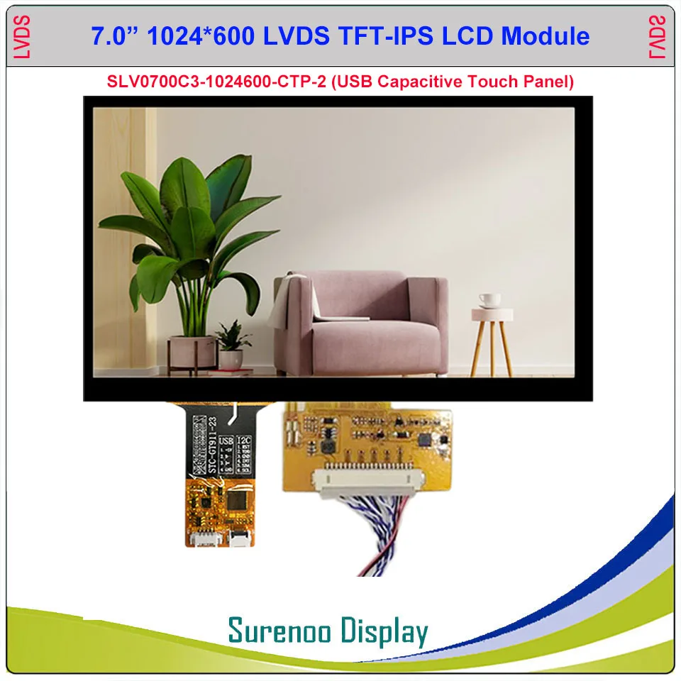 7" 7.0" inch 1024*600 20P_LVDS TFT IPS LCD Module Display Screen & USB Capacitive Touch Panel suitable for Android/Lunix