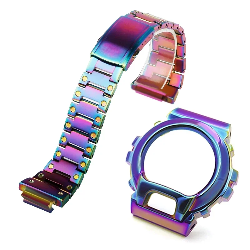 

Для Casio G-SHOCK DW6900. Комплект для модернизации и модификации, включая ремешок, корпус с бриллиантовыми вставками и металлический корпус из нержавеющей стали.