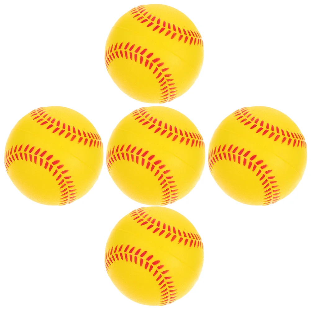 5 Pcs Training Baseballs for Hitting Sponge Children's Safe Indoor Softball (9-inch Yellow Baseball) Pack Practice Pu Foams