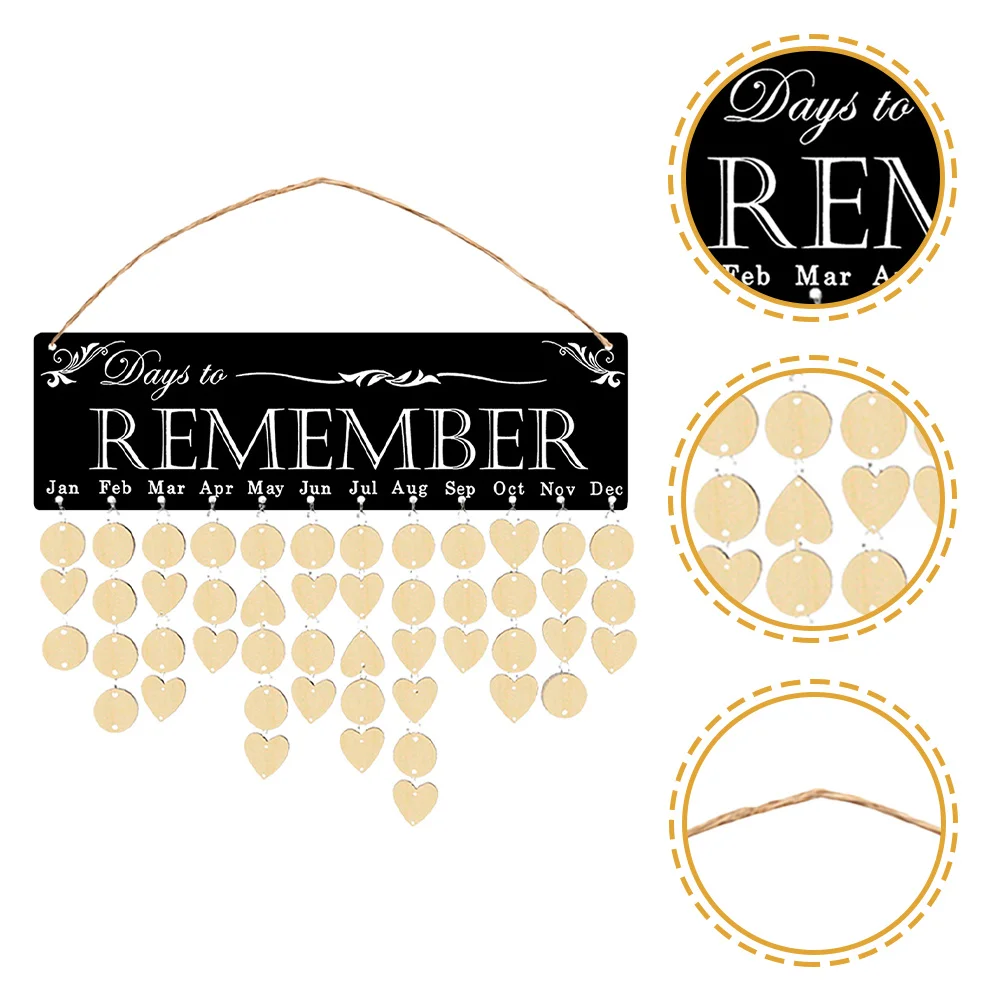 

1Set Birthday Calendar Wall Hanging Decoration Wooden Family Reminder Board DIY Tags for Birthday Wedding Christmas Gifts