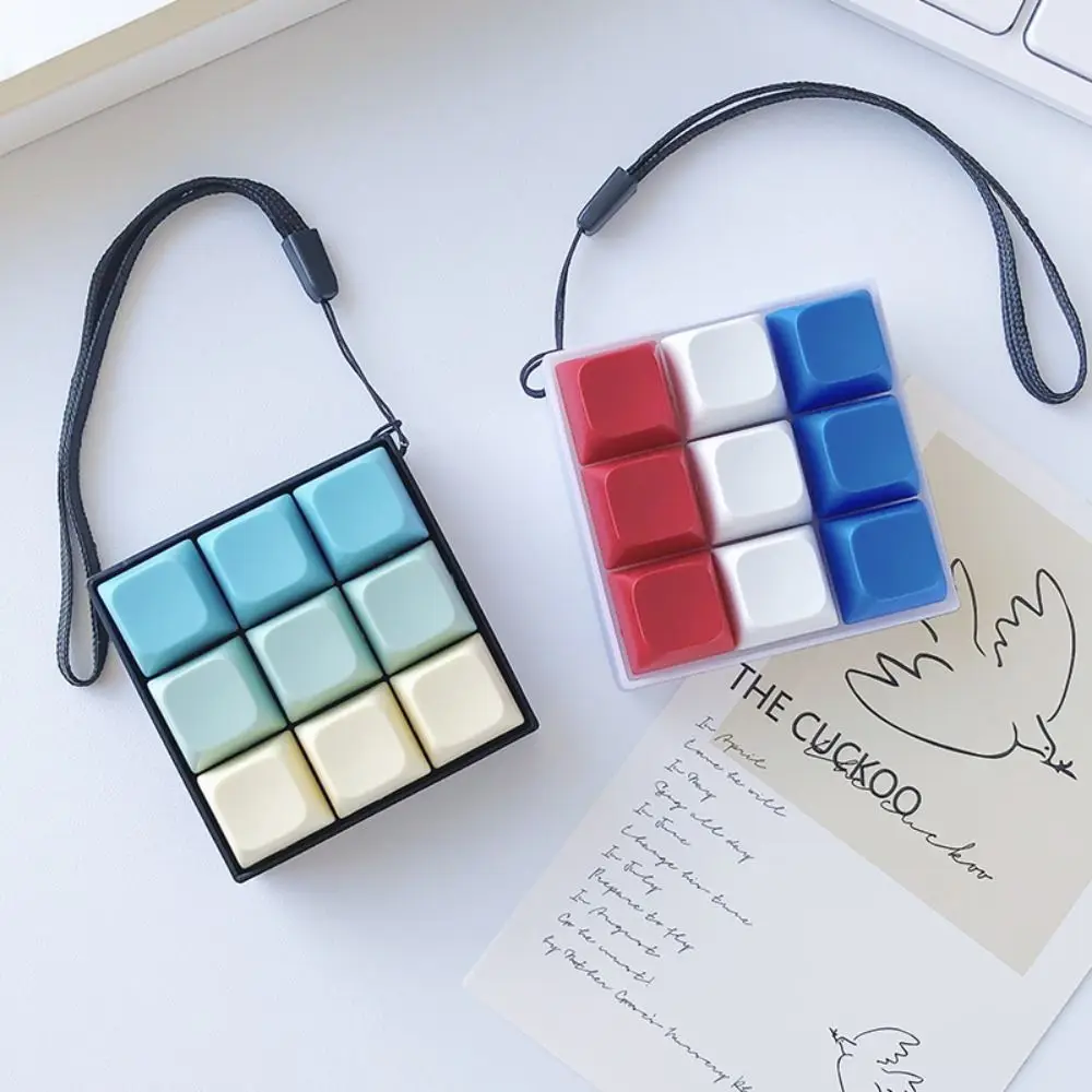 9-button Keyboard Keychain Shaft Tester Calming Keyboard Caps Relaxing Sensory Mechanical Keyboard Keyring Adults Children