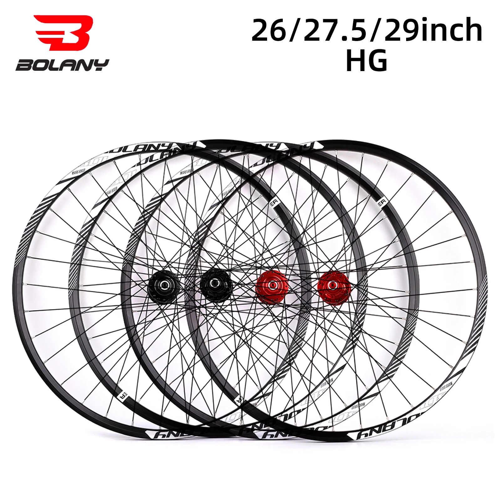 BOLANY MTB Wheelset 26/27.5/29 Inch Quick Release 32H HG Double Rim Mountain Bike Disc Brake Wheelset Aluminum Alloy Rim 6 Pawls