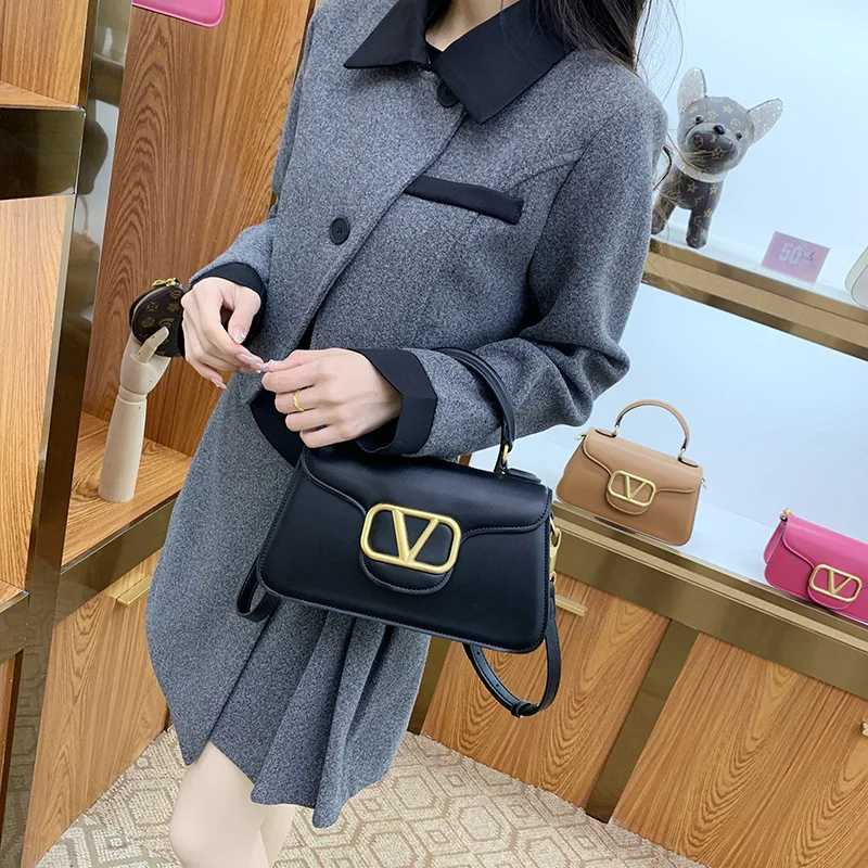 

Autumn and winter women's handbag, cowhide handbag, single shoulder crossbody bag, fashionable and versatile small square bag