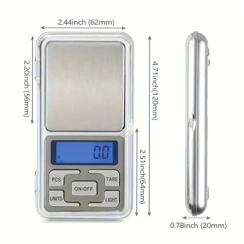 1 PC elektronische sieradenweegschaal roestvrijstalen mini-zakweegschaal mobiele telefoonweegschaal, elektronische karaatweegschaal 500 g / 0,01 g