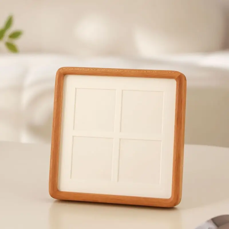 Square Wooden Photo Frame Teak 4-Cube Collage Frame with Rounded Corners for Home Display Premium Solid Wood Picture Frame