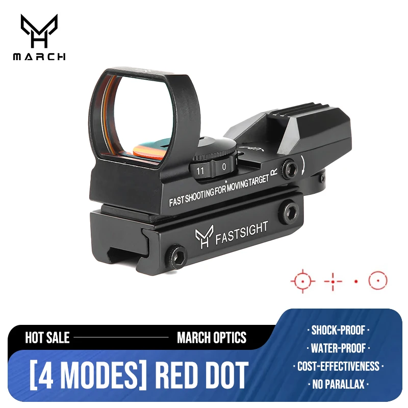 

Red Dot March Hot 11/20mm Rail Riflescope Hunting Optics Holographic Sight Reflex 4 Reticle Tactical Scope Collimator