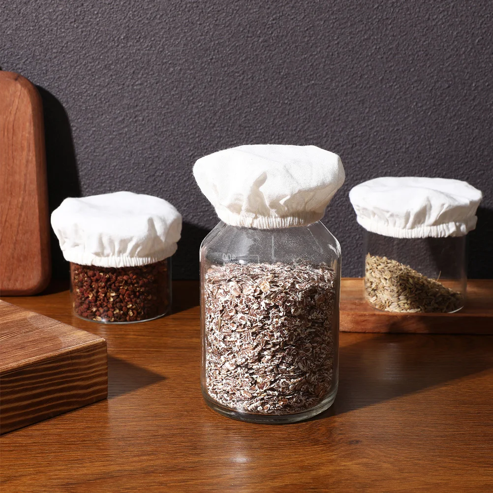 

4pcs Cloth Jar Covers Cotton Reusable Lids For Bottles Storage Jar Protectors Kitchen Fermentation Tank Replacement Caps