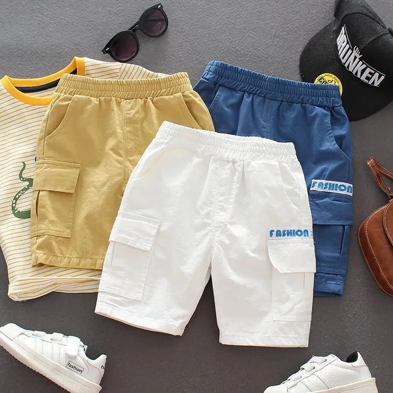 2026 New Summer Teenage Short Boys Pants 3-14 Years Old Big Pocket Trousers For Kids Children Birthday Present