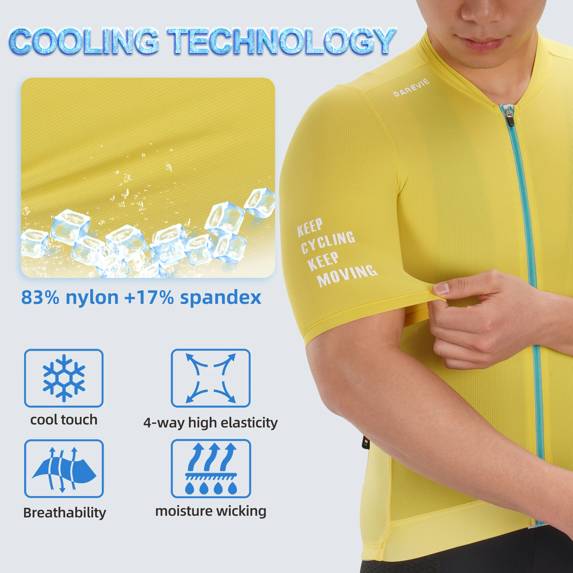DAREVIE Cool Technology Cycling Jersey Breathable Quick Dry Bike Tops Men Women Small Size Comfortable Bicycle ClothingВелодежда