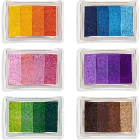 A set of 6 washable stamp ink pads in 24 colors