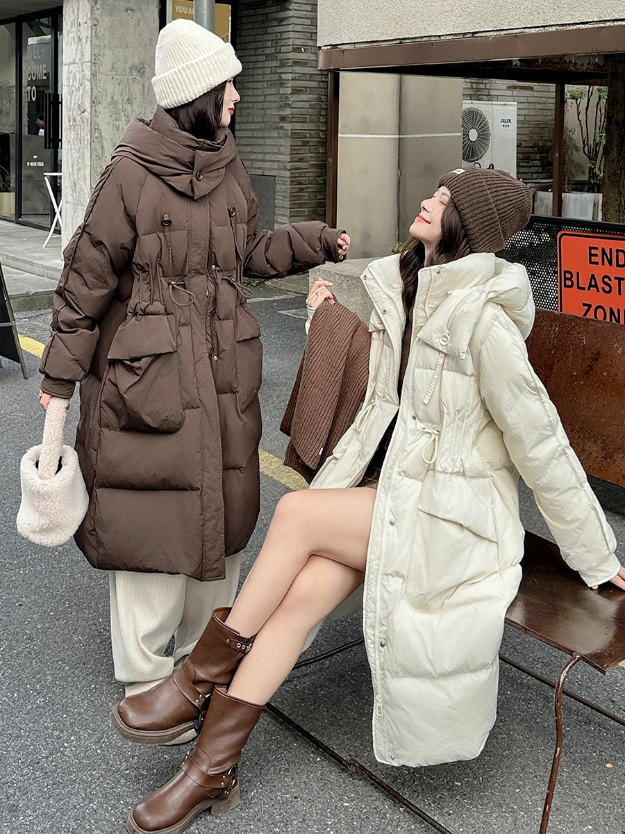 Faionable largo blanco Du down Jaet mujer Sli diseño combinable abrigo de invierno Thiened Commute Sle 2024 nueva llegada