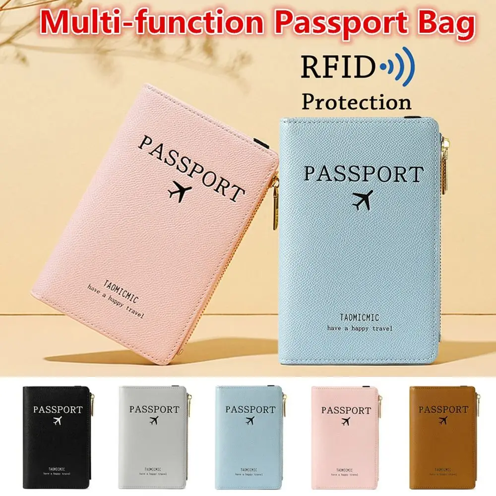 Portable Travel Ultra-thin Passport Holder RFID PU Leather Passport Cover Bag Multi-function Document Package Cover