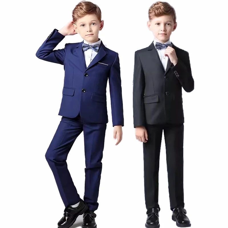 

Boy's Dress Wedding Piano Performance Party Chorus Host Suit Set Kids Black Navy Slim Fit Costume Kids Blazer Vest Pants Outfit