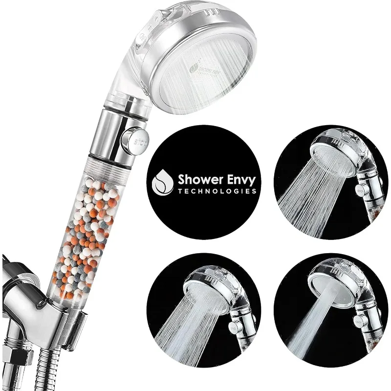 (Official) Shower Envy Shower Head by Ecowater Nortex - Filtered Showerhead, Eco Powder High Pressure Water Softener with