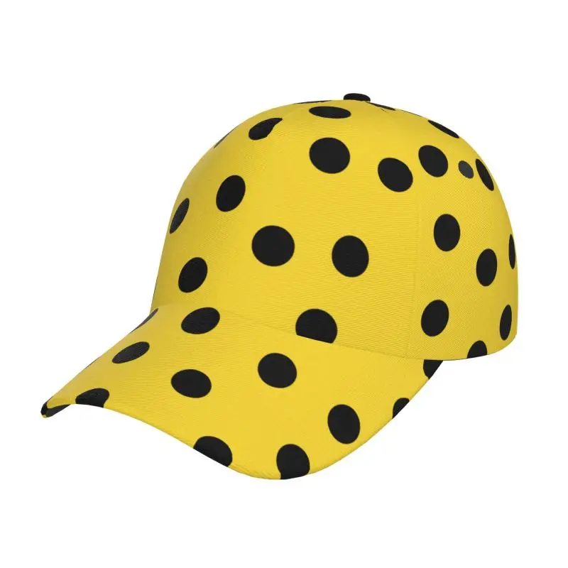 

Fashion Polka Dots Baseball Cap Adjustable Casual Flat Bill Brim Dad Hats for Women Men Sun Hats