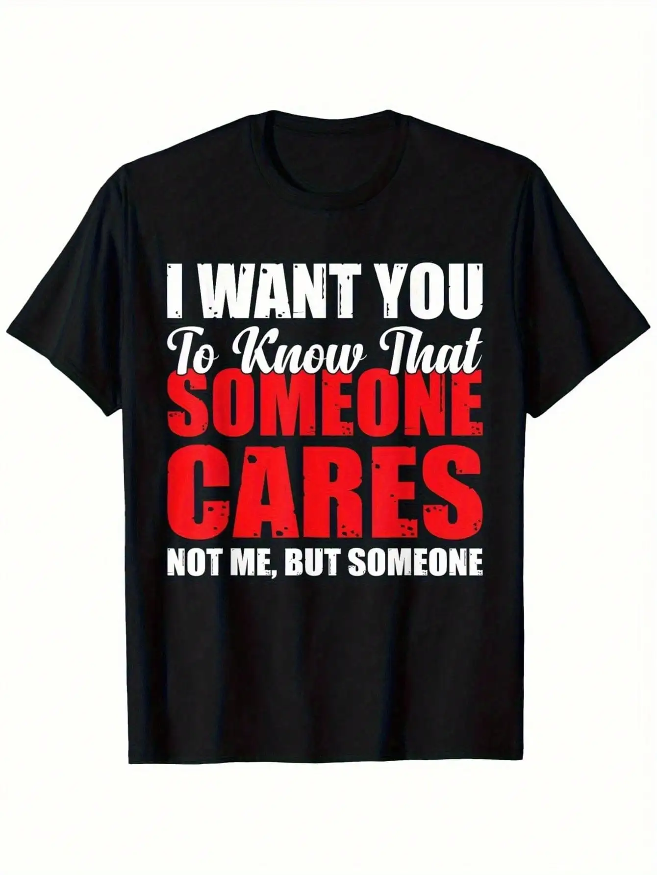 Men's Fashion Casual T-Shirt Someone Cares, Distressed Print, For Gym, Home, And Street, For Everyday Outfits, Comfortable Clothing, Comfortable Fit, Drawstring Hood, Durable Material, Machine Washable, PLUS SIZE