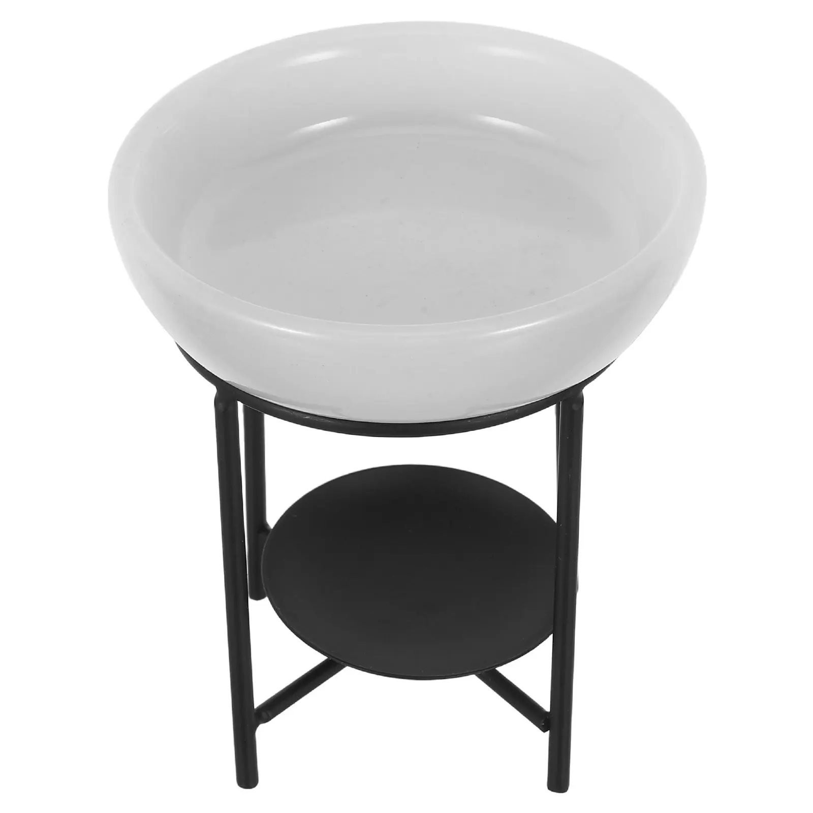 1Set Ceramic Oil Diffuser Black Four Legged Stand Aromatherapy Essential Oil Burner Tealight Holder Wax Melt Warmer Home
