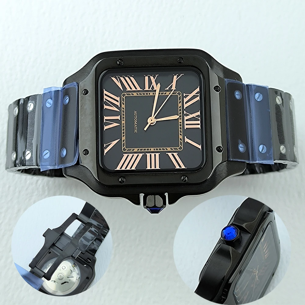 NH35 Black Watch 38mm High Quality Watch Men's Stainless Steel Automatic Watch Customized Logo Suitable for NH35 Movement Watch view 2