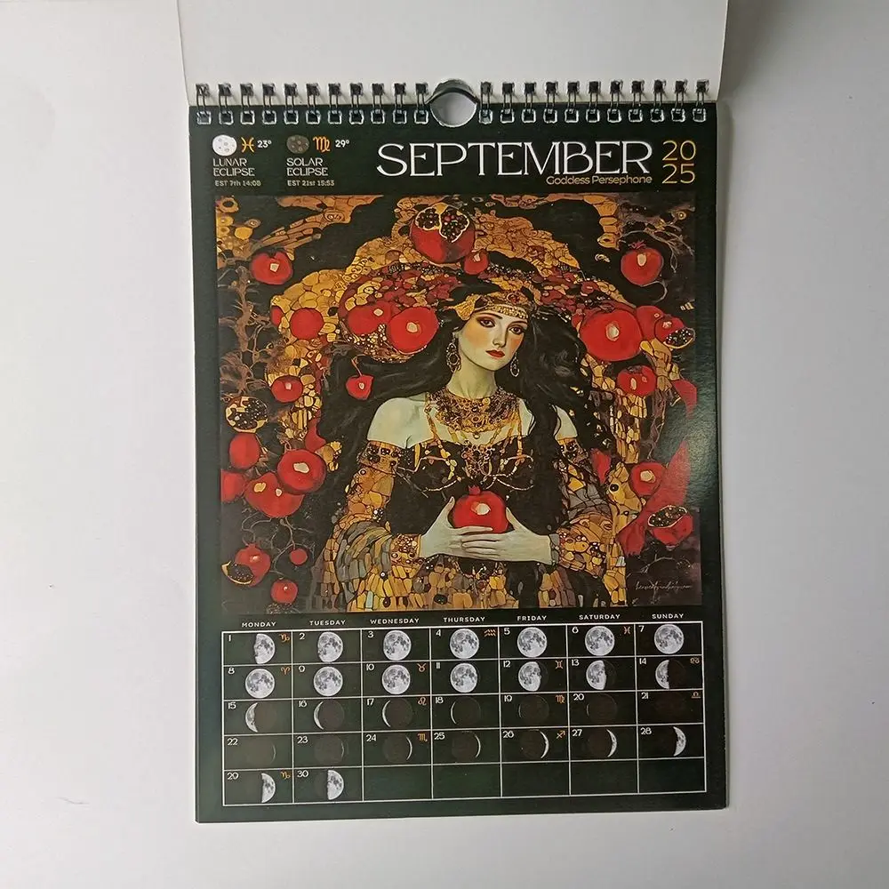 2025 Dark Goddess Worrior Goddess Lunar Calendar Daily Weekly Monthly Planner Creative Wall Calendar Funny Desktop Calendar Gift